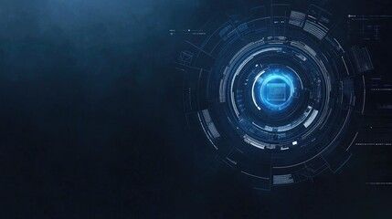 Obraz premium Futuristic Desktop Interface with Technology Alerts and Dark Background for Text Insertion and Customization Options