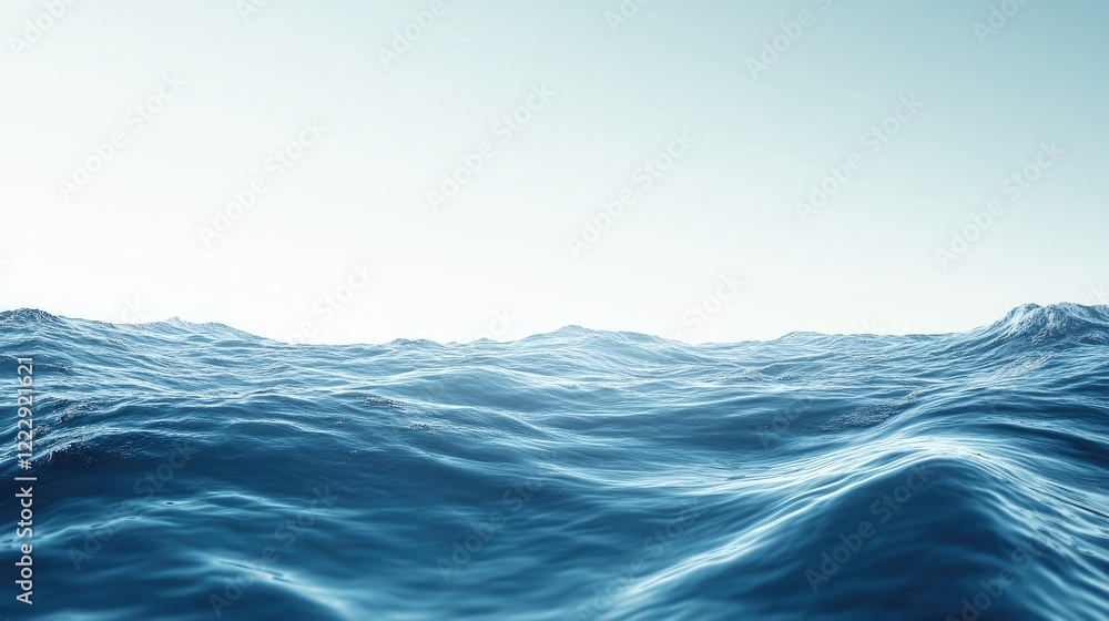 Poster Tranquil ocean waves under a clear sky providing ample space for text and design enhancements
