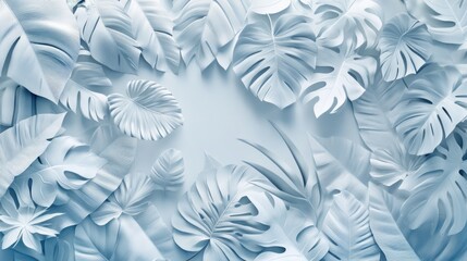 White flowers on blue background