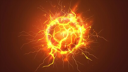 Dynamic Energy Blast and Electric Force Effect in Glowing Fireball Image