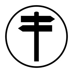 Fototapeta premium Wegweiser Icon in schwarzem Kreis - Richtung Symbol