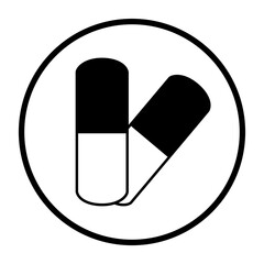 Tabletten Icon in schwarzem Kreis - Medikamente Symbol
