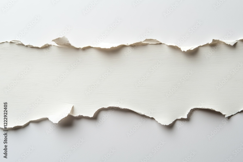 Poster white paper with a tear in it, creating a jagged line
