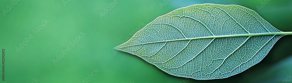 Poster close-up view of a green leaf showcasing its intricate texture and vibrant color.
