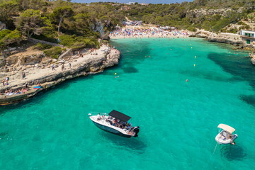 Fototapeta premium Aerial view of the Cala Llombards beach in Mallorca, Spain