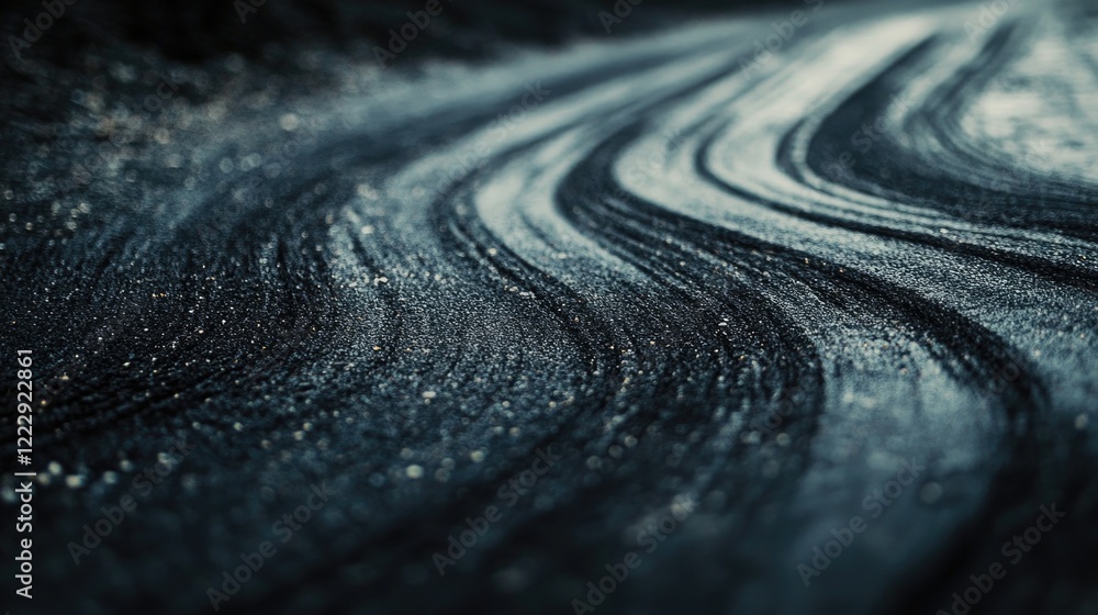 Aufkleber Textured winding road surface with unique patterns and empty space for overlaying text or graphics suitable for backgrounds and presentations