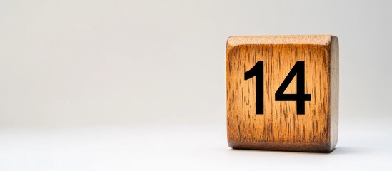 Vintage wooden block calendar showing the date March 14 against a plain background ideal for agenda planning and customizable text space.
