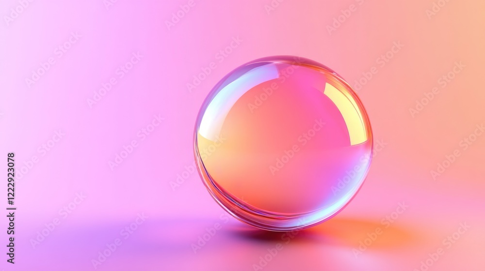 Poster vibrant reflective sphere showcasing a spectrum of light against a soft gradient backdrop ideal for 
