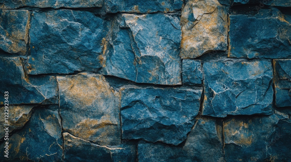 Poster textured blue stone wall background with a rugged appearance ideal for design projects or advertisin