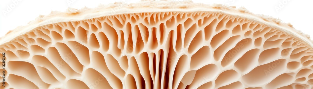 Aufkleber close-up view of mushroom texture showcasing intricate patterns and natural design.