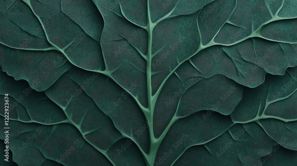 Aufkleber close-up view of rich green leaves with intricate patterns and textures.