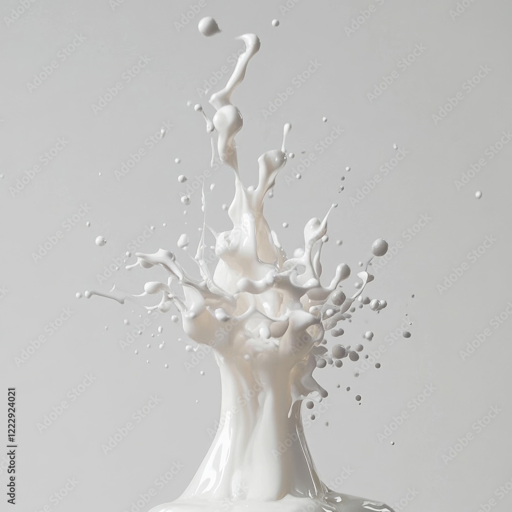 Poster abstract white ink splash on light background dynamic fluid art with space for text creative design 