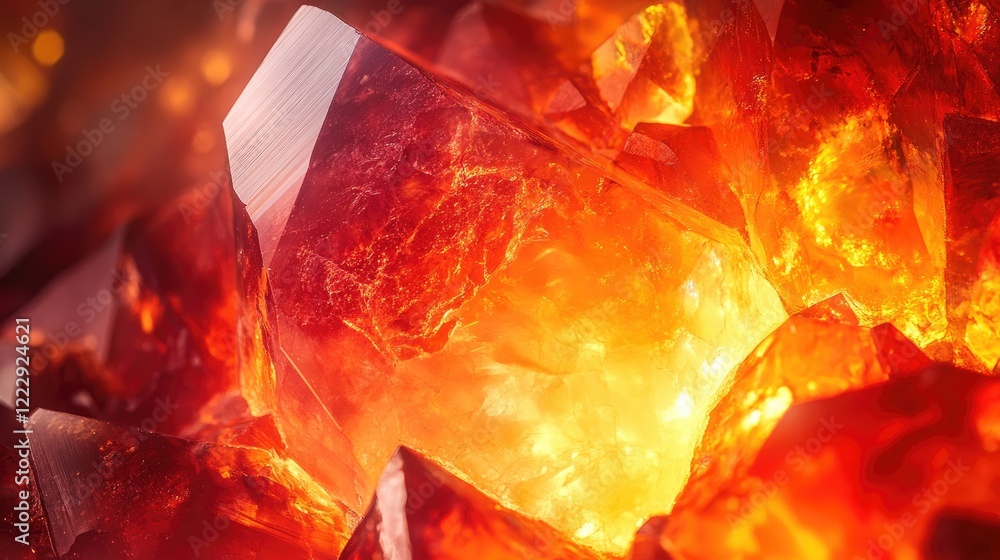 Aufkleber vibrant close up of fire opal showcasing luminous reds and oranges with abstract lighting and ample 