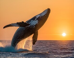 Fototapeta premium whale jumps out of water