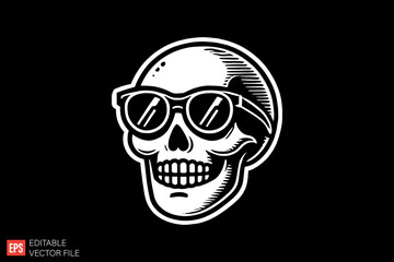 Fototapeta premium Skull Head Black and white silhouette Illustration vector design