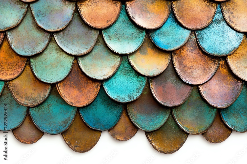 Poster colorful metallic scales create a unique textured surface for design projects.