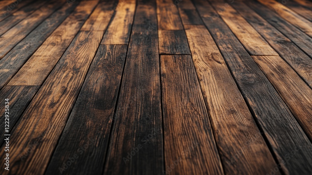 Poster Close up of textured hardwood parquet flooring with rich color tones and ample empty space for text or design elements
