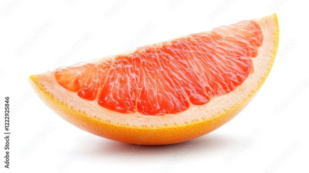 Aufkleber Fresh grapefruit segment isolated on white background highlighting juicy texture with ample copy space for healthy eating or cooking concepts