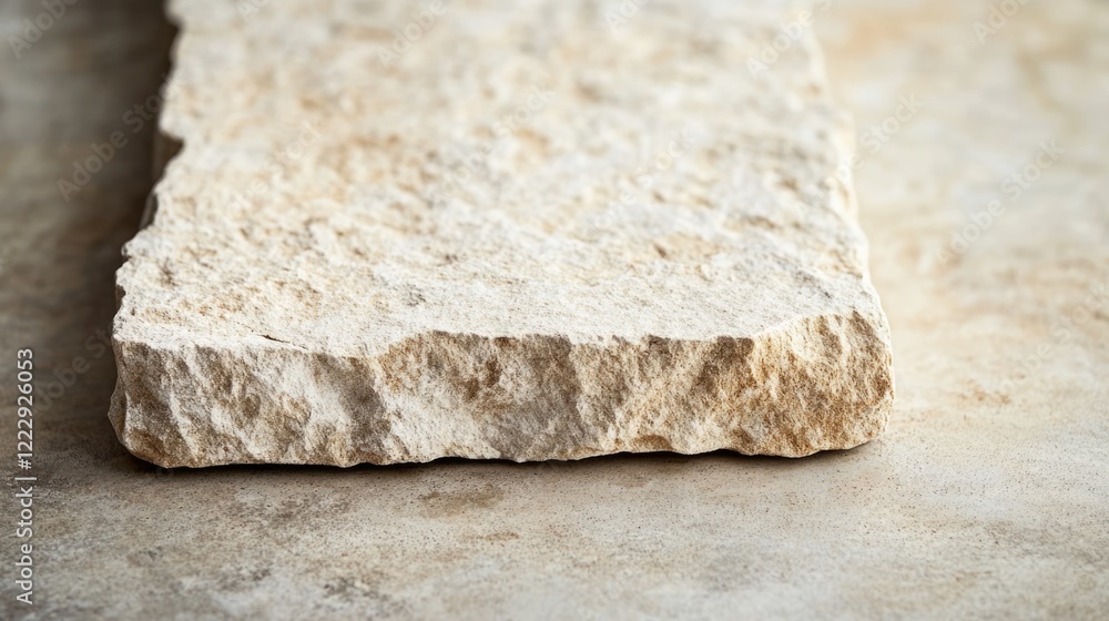 Poster textured edges of a cut limestone rock surface with natural variations and ample empty copy space fo