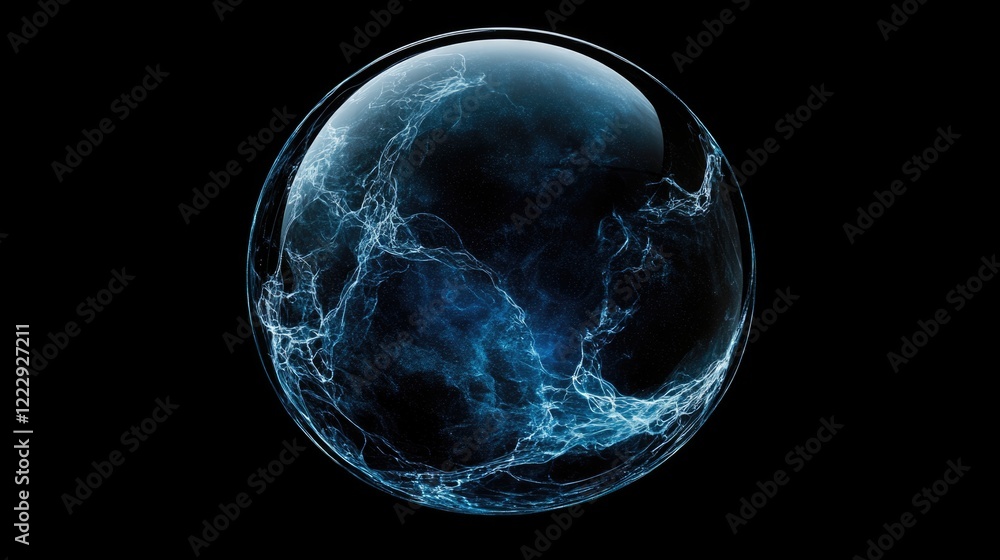 Poster digital globe sphere with blue and black technology themes featuring empty space for custom text ove