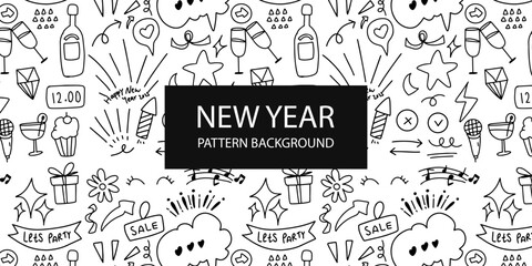 Popular new year pattern backgrkound. design textile. Simple sketch line style emphasis, attention, pattern elements. Vector illustration.