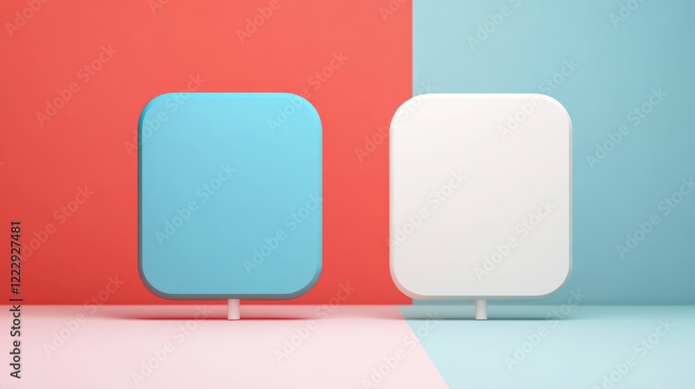 Poster comparing standard and custom search engine designs with space for text on contrasting colorful back