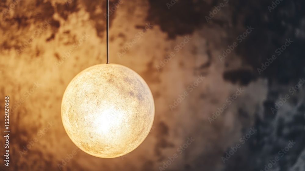 Leinwandbilder Illuminated globe light fixture against a textured background with ample space for text or design elements