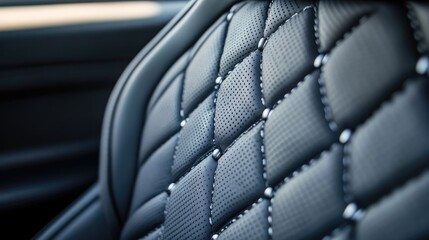 Fototapeta premium Modern car interior upholstery showcasing intricate craftsmanship with blank space for potential text and branding.