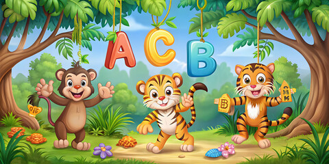 Obraz premium Alphabet Jungle Adventures Where Learning Letters Becomes Playful Fun