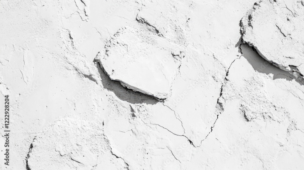 Aufkleber Aged white concrete wall texture with cracks and empty space for text and design elements in monochrome style for various applications