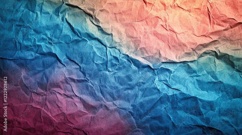 Aufkleber Colorful crumpled paper texture background with empty space for text ideal for artistic or creative design projects.