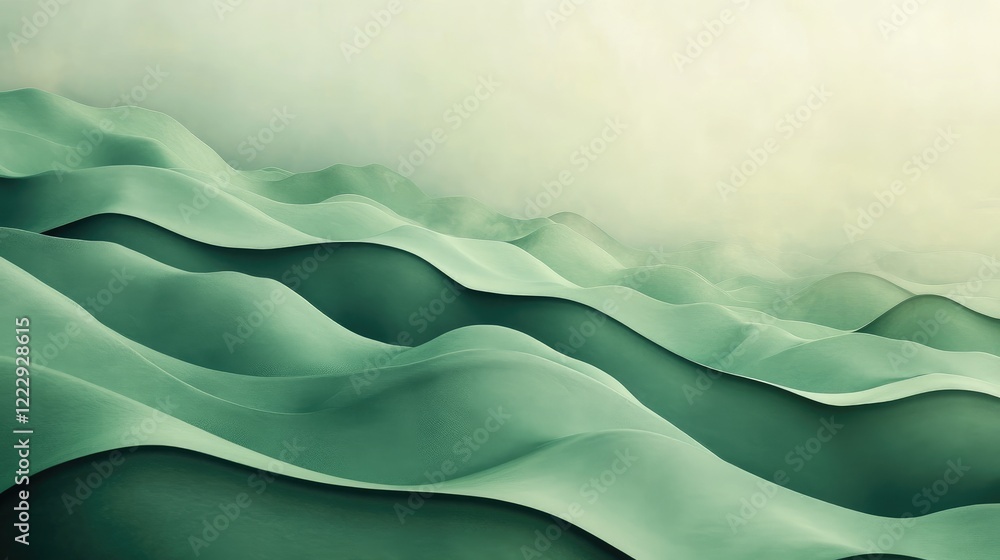  serene green abstract wave texture with soft gradients and ample empty space for text or design elem
