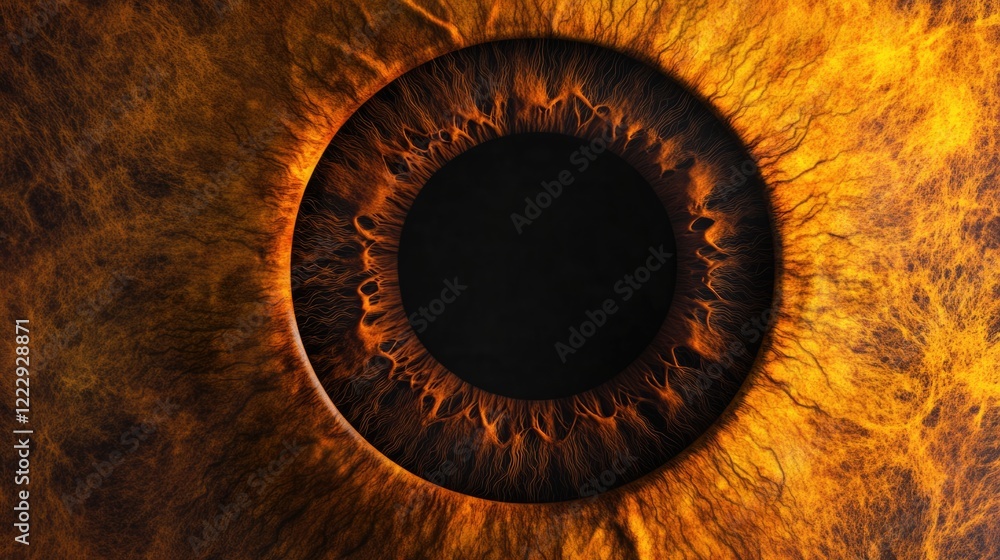 Aufkleber detailed close-up of a vibrant human iris and pupil with deep orange hues and abundant space for ove