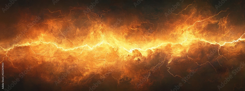 Poster dramatic lightning storm with vivid sheet lightning and illuminated sky featuring ample space for te