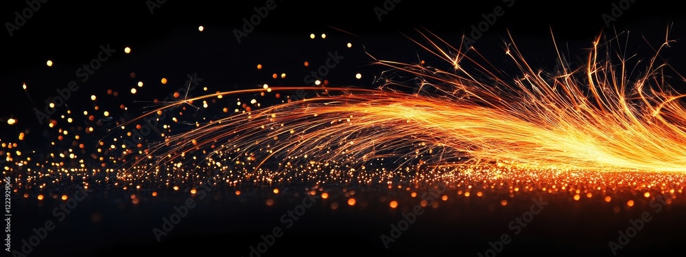 Poster dramatic flames and sparks isolated on black background perfect for text overlay and design elements