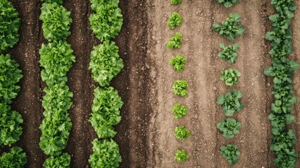 Community Farming Plots Showing Lush Green Vegetables and Fresh Produce with Copy Space for Text in Agricultural Setting