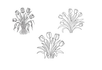 Realistic hand drawn vintage floral bouquet