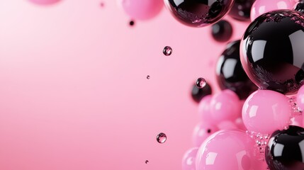 An eye-catching pink abstract composition featuring a mixture of bubbles and droplets, merging art and emotion to create a captivating visual experience.