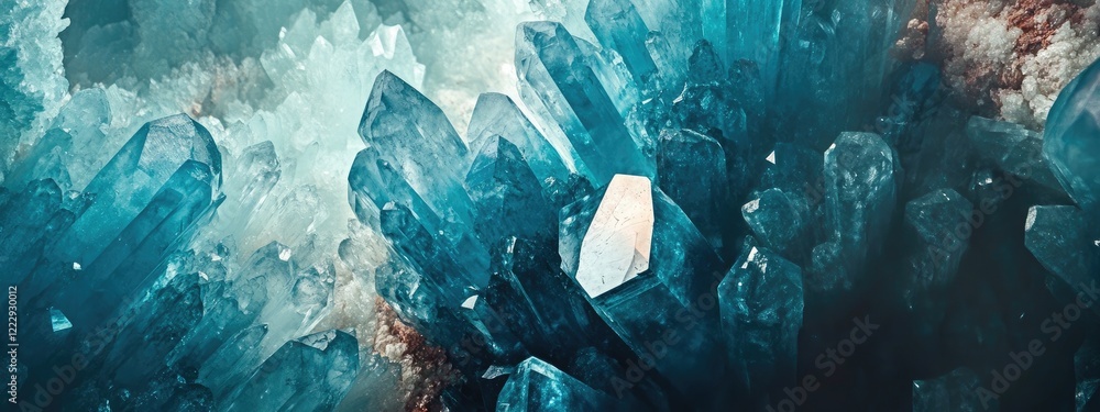 Poster intricate mineral texture featuring crystal formations with ample space for text or design elements 