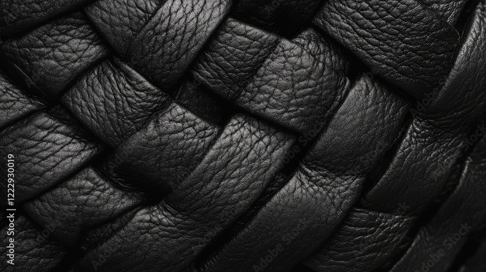 Poster Natural Black Leather Texture with Woven Pattern and Space for Custom Text or Design Elements for Background Use