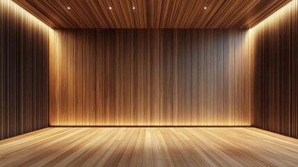 Modern Wooden Interior Design with Warm Lighting and Space for Text Placement