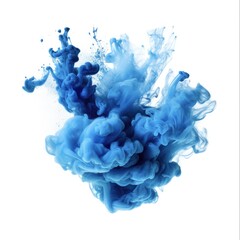 Obraz premium Blue Explosion Texture. Closeup of Abstract Blue Smoke Explosion Isolated on White Background for Wallpaper or Design