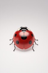 Fototapeta premium Shiny red ladybug with black spots, showcasing intricate details