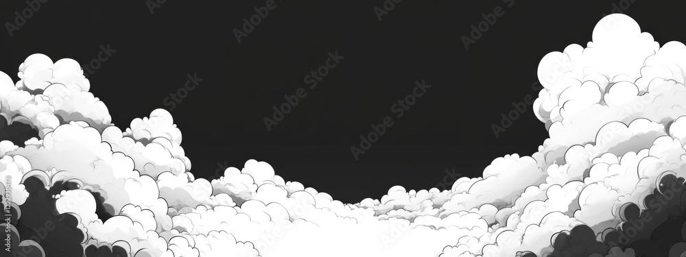 Poster dramatic black and white clouds creating a moody atmosphere with ample space for text or overlay des