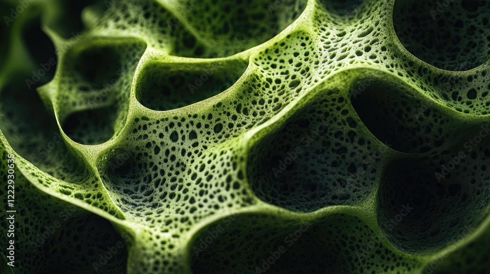 Poster macro photography of natural patterns and textures in green with ample copy space for text overlay