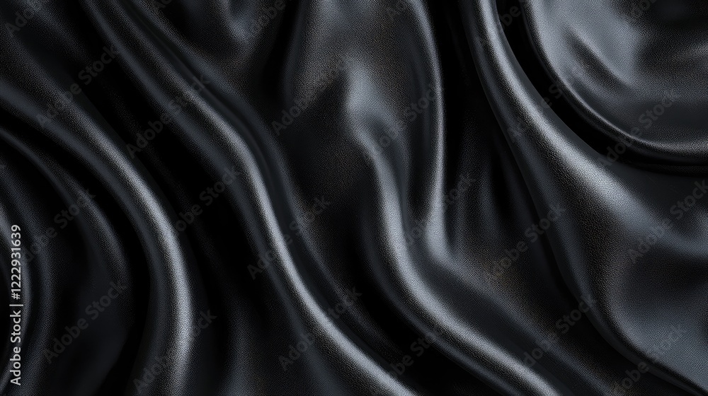 Poster natural black leather texture with smooth waves and copy space for branding or textual elements