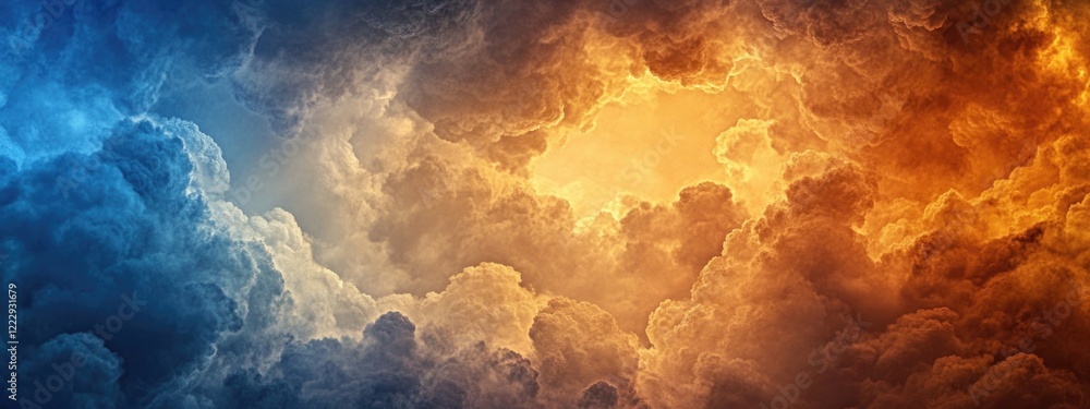 Aufkleber dramatic sky landscape featuring blue and golden brown clouds with ample space for text and design e