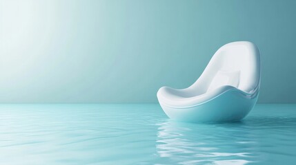 Serene Floating Armchair in Tranquil Waters with Clear Area for Text and Design Elements