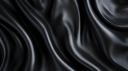 Fototapeta premium Natural Black Leather Texture with Smooth Waves and Copy Space for Branding or Textual Elements