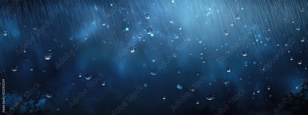 Poster dark and moody rainy sky background with raindrops and space for text or design elements